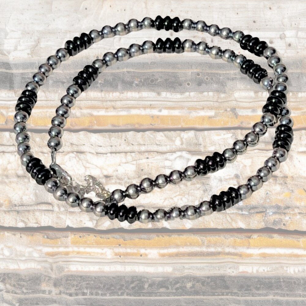 Sterling Silver & Black Onyx 18″ Beaded Necklace New - Picture 3 of 16
